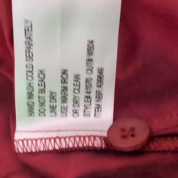 Silk Lore by Beth Terrell red 100 percent silk button up boho blouse size medium - Picture 9 of 9